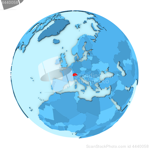 Image of Switzerland on globe isolated