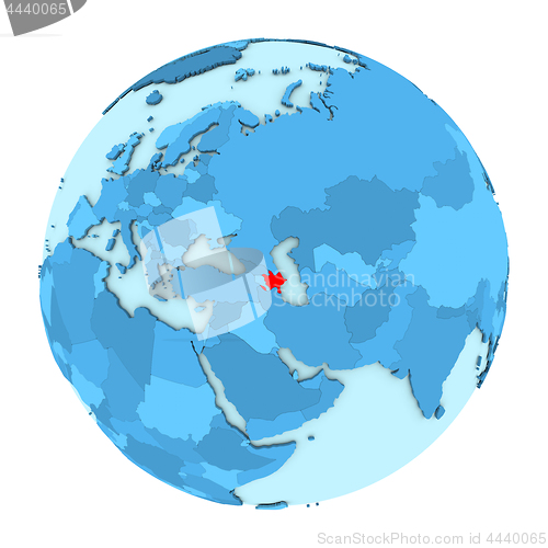 Image of Azerbaijan on globe isolated