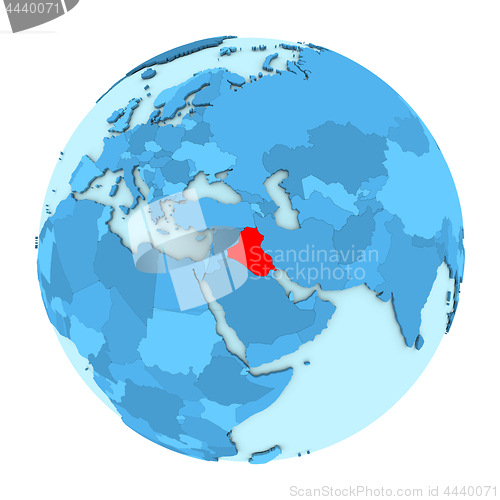 Image of Iraq on globe isolated