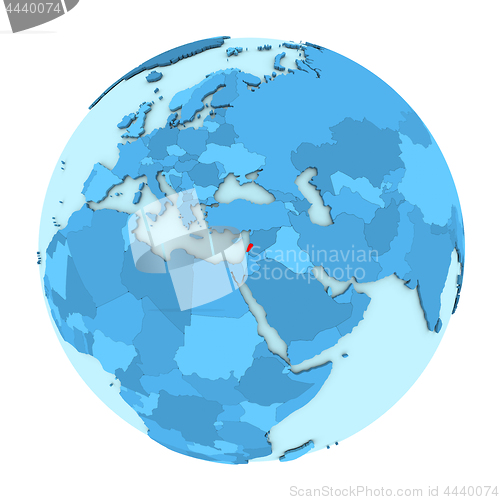 Image of Lebanon on globe isolated