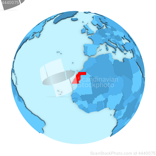 Image of Western Sahara on globe isolated