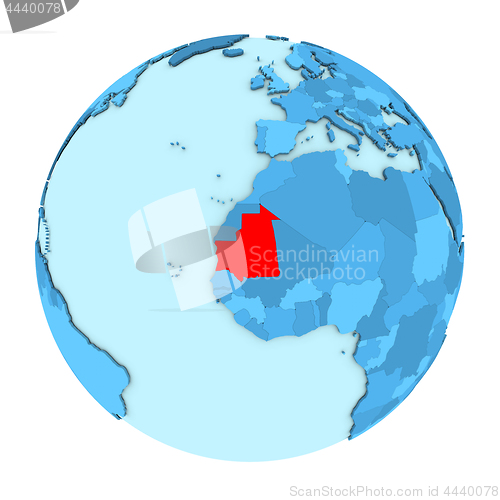 Image of Mauritania on globe isolated