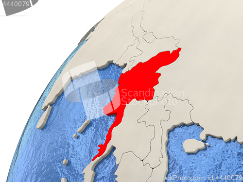 Image of Myanmar on globe