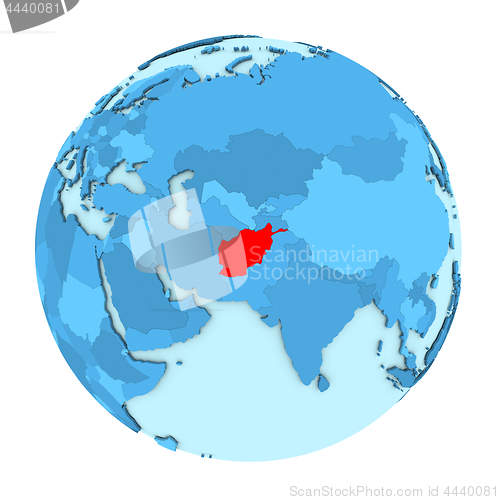 Image of Afghanistan on globe isolated