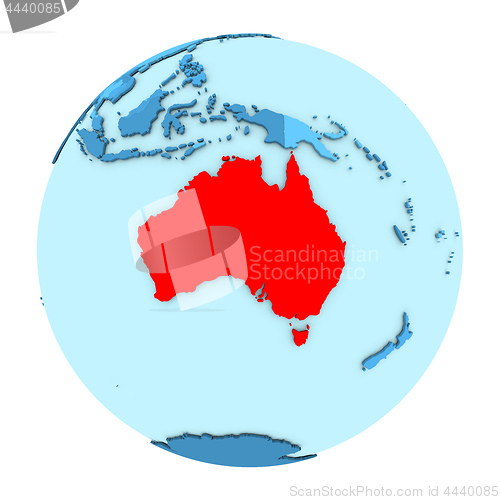 Image of Australia on globe isolated