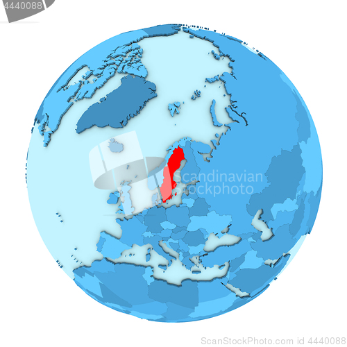 Image of Sweden on globe isolated