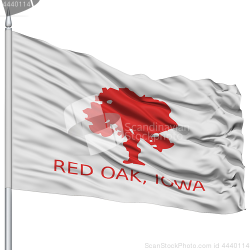 Image of Red Oak City Flag on Flagpole, USA