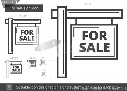 Image of For sale sign line icon.