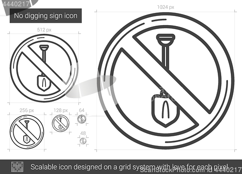 Image of No digging sign line icon.