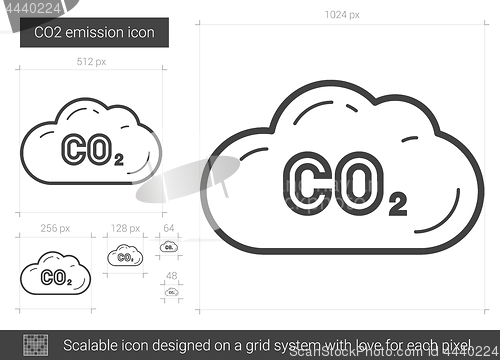 Image of CO2 emission line icon.