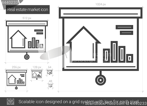 Image of Real estate market line icon.