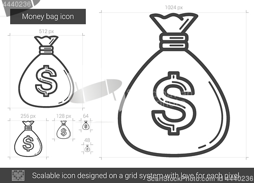 Image of Money bag line icon.