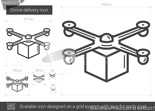 Image of Drone delivery line icon.