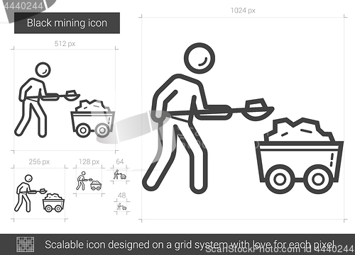 Image of Black mining line icon.