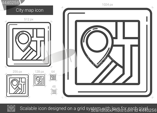 Image of City map line icon.