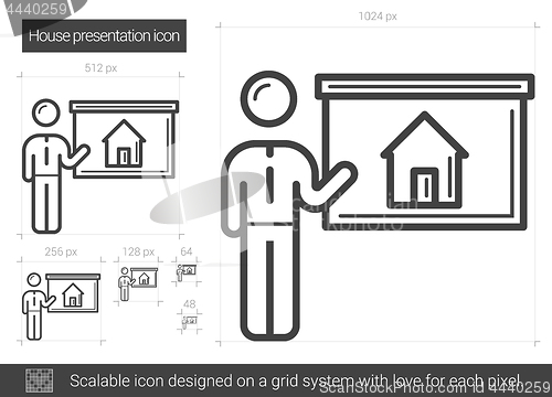 Image of House presentation line icon.