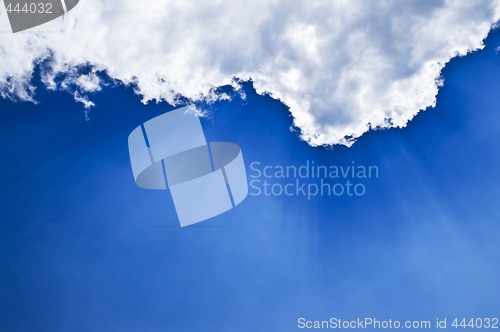 Image of Blue sky with sunrays