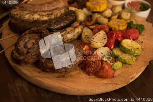 Image of Grilled sausage with vegetables