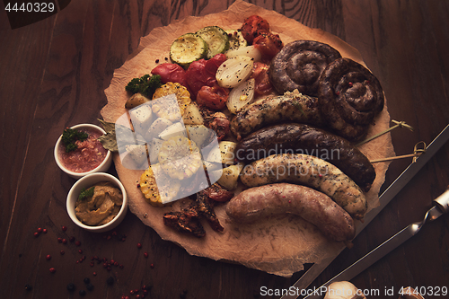 Image of Grilled sausage with vegetables