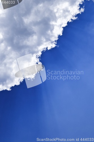 Image of Blue sky with sunrays