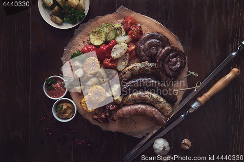 Image of Grilled sausage with vegetables