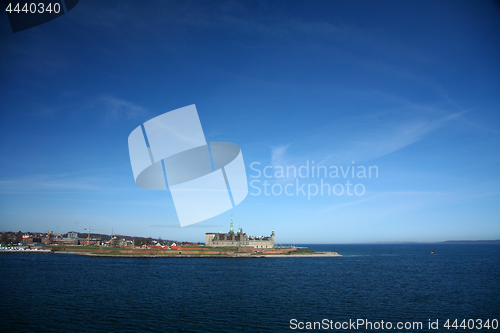 Image of Kronborg Castle viewed from the ferry to Sweden