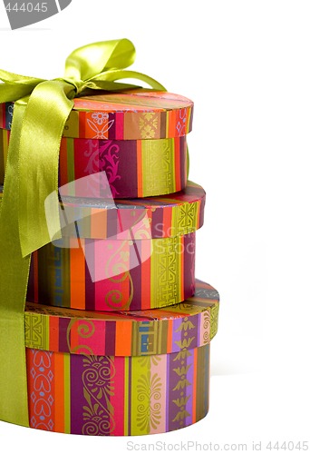 Image of pyramid of colorfull gift boxes