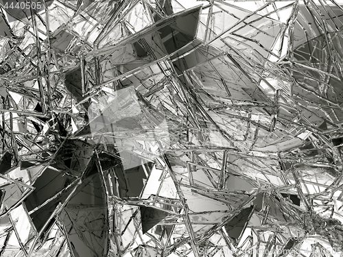 Image of Pieces of glass broken or cracked on white