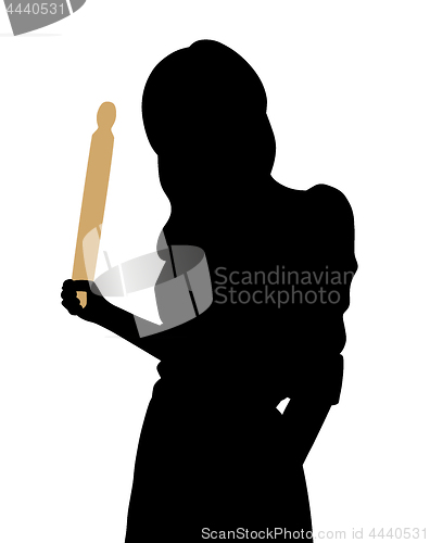 Image of Angry woman with a rolling pin