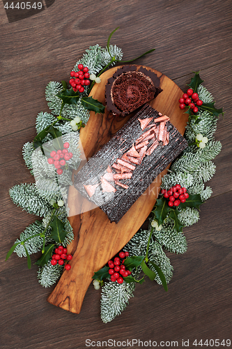 Image of Chocolate Log Christmas Cake