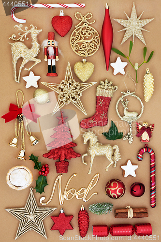 Image of Christmas Noel Sign and Decorations