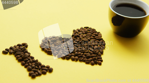 Image of I love coffee phrase in beans