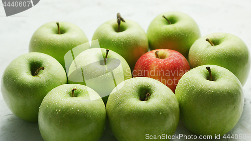 Image of Green apples with red in heap