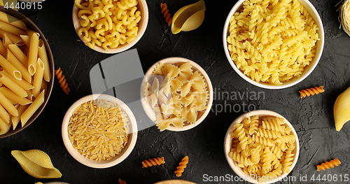 Image of Top view of pasta in bowls