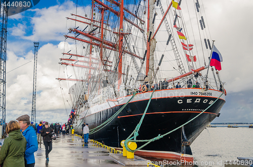 Image of TALLINN, ESTONIA - SEPTEMBER 23, 2018. The Russian barque \"Sedov