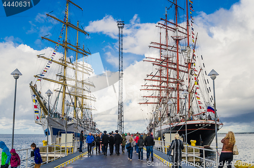 Image of TALLINN, ESTONIA - SEPTEMBER 23, 2018. The Russian barque \"Sedov