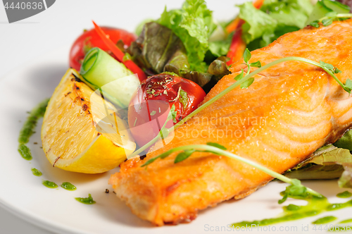 Image of Grilled salmon and vegetables