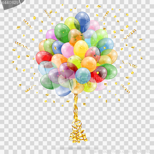 Image of Golden Streamer, Balloons and Confetti