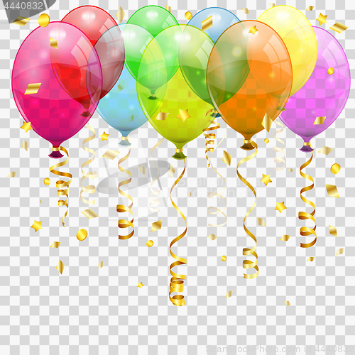 Image of Golden Streamer, Balloons and Confetti