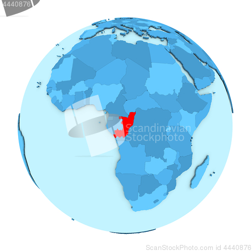 Image of Congo on globe isolated