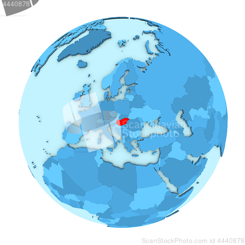 Image of Hungary on globe isolated