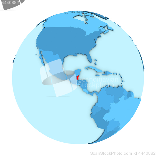 Image of Belize on globe isolated