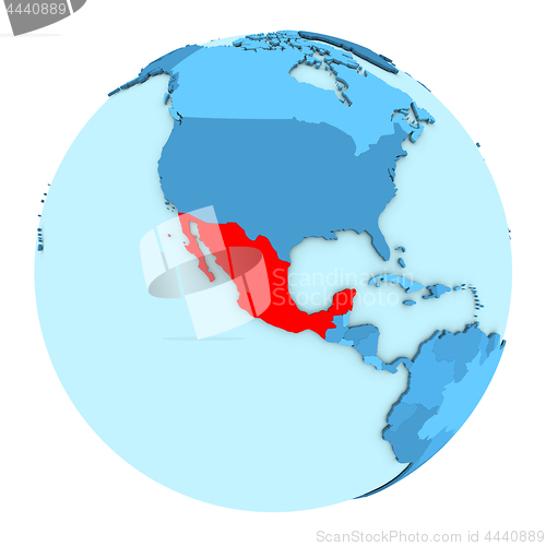 Image of Mexico on globe isolated
