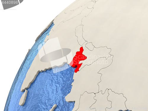 Image of Bangladesh on globe
