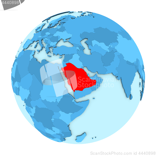 Image of Saudi Arabia on globe isolated