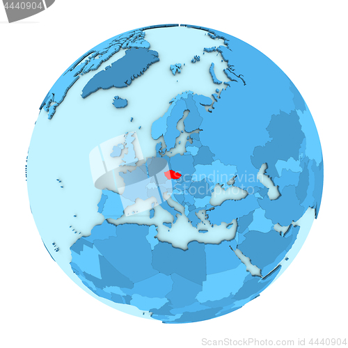 Image of Czech republic on globe isolated