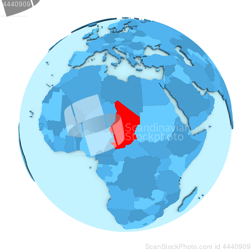 Image of Chad on globe isolated