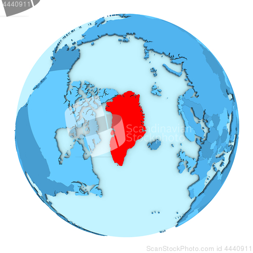 Image of Greenland on globe isolated