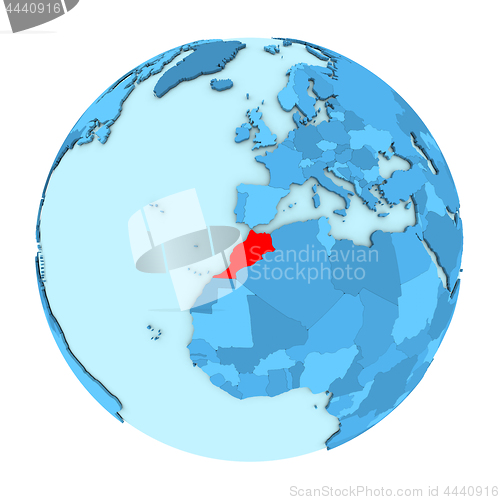 Image of Morocco on globe isolated