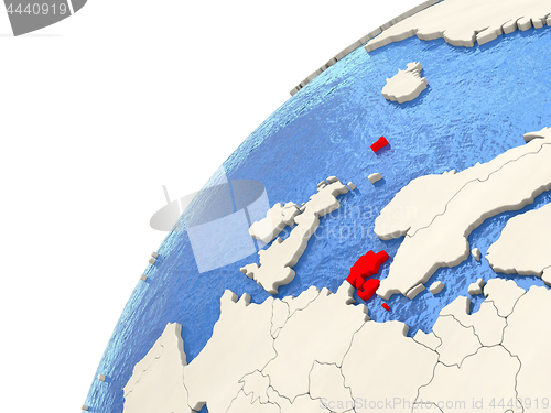 Image of Denmark on globe